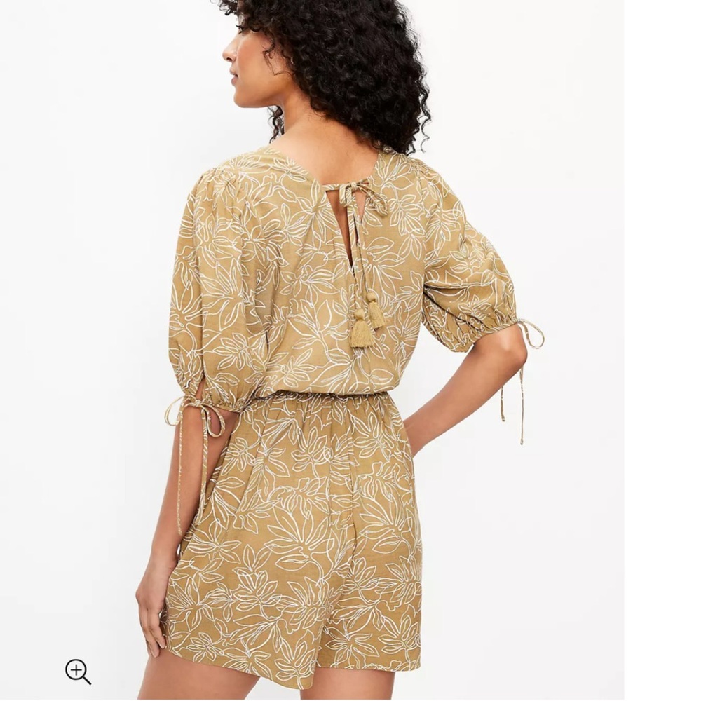LOFT Beach Leafed Tie Back Romper - Picture 3 of 10